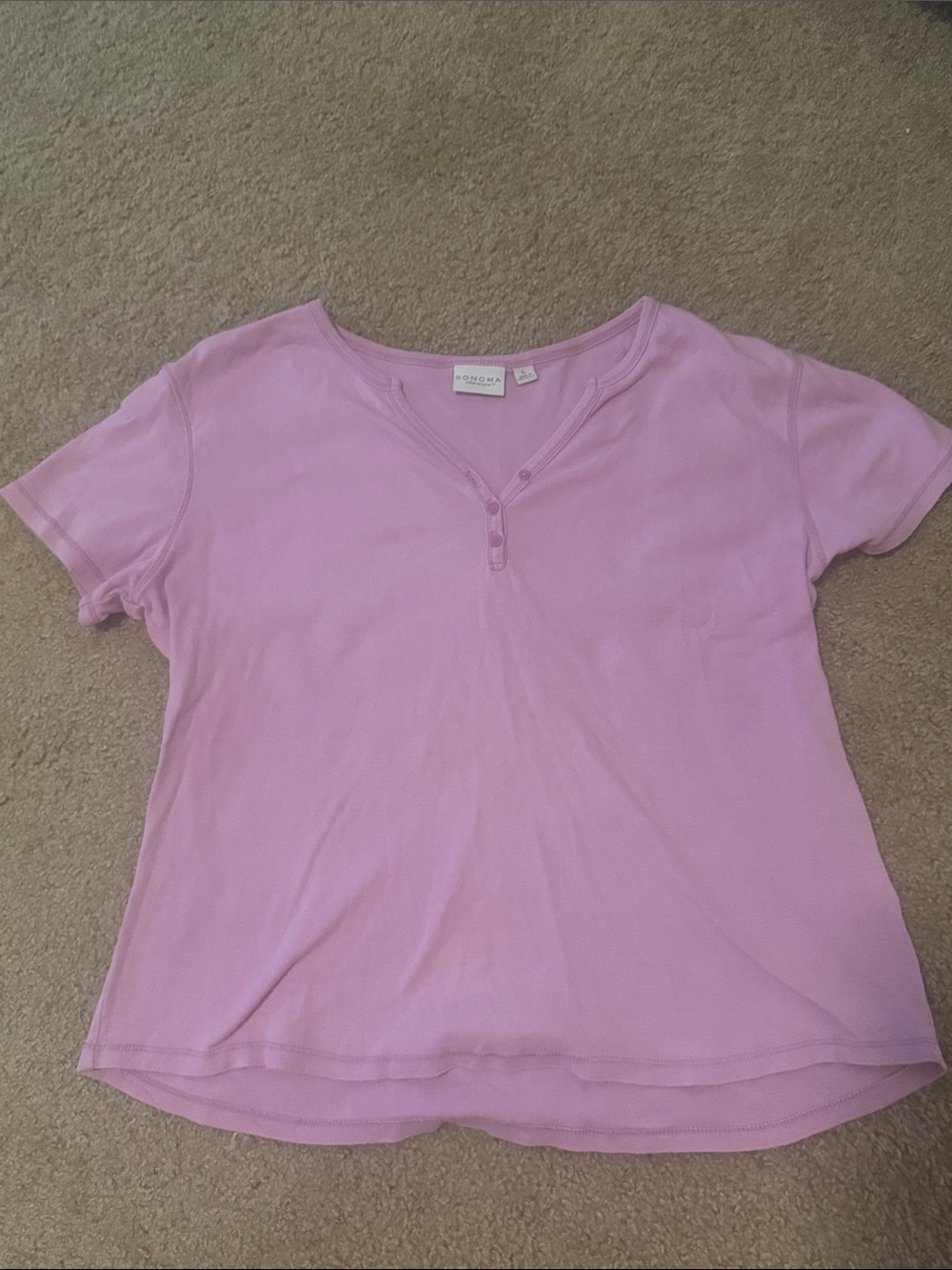 Sonoma Pink Short Sleeve Henley Tee
